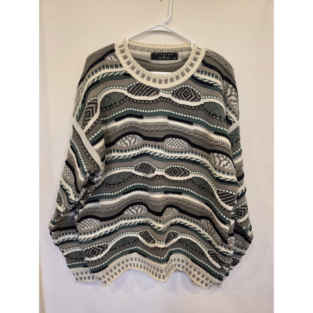 Vintage Coogi Style Sweater Mens XL Protege 3D Knit Jumper Cosby Biggie